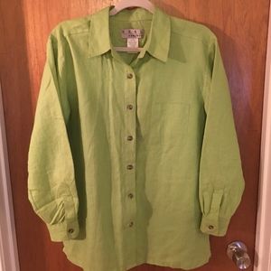 Linen Real Comfort Lime Green Blouse Medium